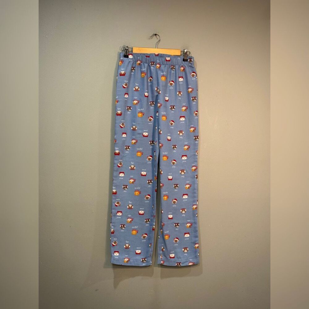 Girls Blue Lands End Cat Print Pajama Pants Size 16 VGUC